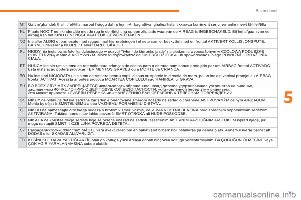 CITROEN C-ZERO 2017 Priručnik (in Serbian) MTQatt m’ghandek thalli tifel/tifla marbut f’siggu dahru lejn l-Airbag attiva, ghaliex tista’ tikkawza korriment serju jew anke mewt lit-tifel/tifla
NLPlaats NOOIT een kinderzitje met de rug in CITROEN C-ZERO 2017 Priručnik (in Serbian) MTQatt m’ghandek thalli tifel/tifla marbut f’siggu dahru lejn l-Airbag attiva, ghaliex tista’ tikkawza korriment serju jew anke mewt lit-tifel/tifla
NLPlaats NOOIT een kinderzitje met de rug in