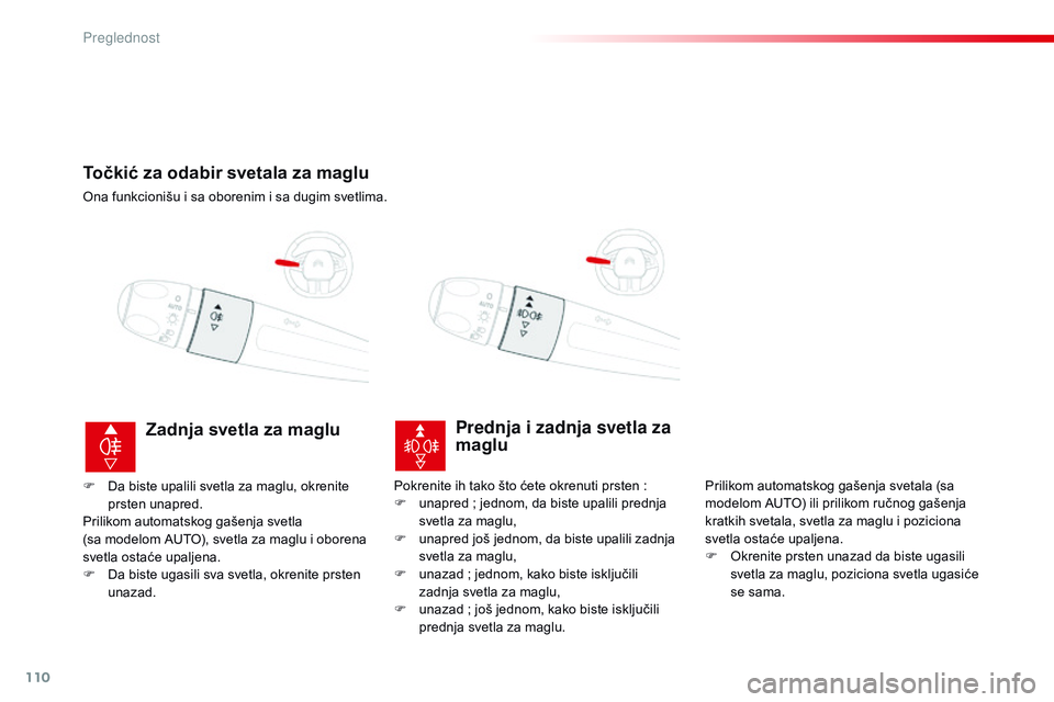 CITROEN C4 CACTUS 2015 Priručnik (in Serbian) 110
C4-cactus_sr_Chap06_visibilite_ed02-2014
Točkić za odabir svetala za maglu
ona funkcionišu i sa oborenim i sa dugim svetlima.
Prednja i zadnja svetla za
maglu
Prilikom automatskog gašenja sve CITROEN C4 CACTUS 2015 Priručnik (in Serbian) 110
C4-cactus_sr_Chap06_visibilite_ed02-2014
Točkić za odabir svetala za maglu
ona funkcionišu i sa oborenim i sa dugim svetlima.
Prednja i zadnja svetla za
maglu
Prilikom automatskog gašenja sve