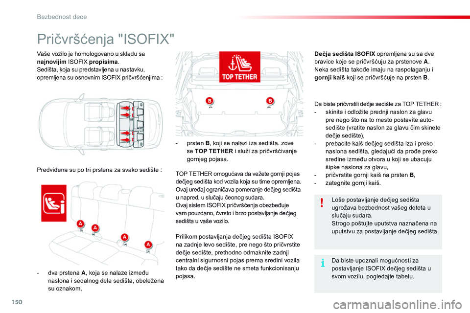CITROEN C4 CACTUS 2015 Priručnik (in Serbian) 150
C4-cactus_sr_Chap08_securite-enfants_ed02-2014
Vaše vozilo je homologovano u skladu sa
najnovijim
isoFiX propisima.
se
dišta, koja su predstavljena u nastavku,
opremljena su osnovnim
iso
F CITROEN C4 CACTUS 2015 Priručnik (in Serbian) 150
C4-cactus_sr_Chap08_securite-enfants_ed02-2014
Vaše vozilo je homologovano u skladu sa
najnovijim
isoFiX propisima.
se
dišta, koja su predstavljena u nastavku,
opremljena su osnovnim
iso
F