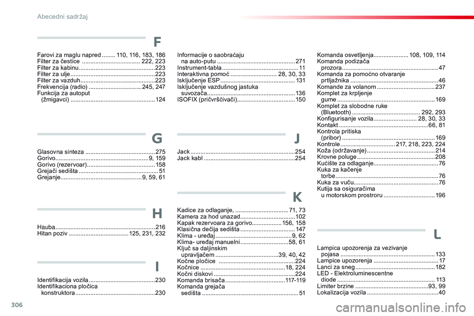 CITROEN C4 CACTUS 2015 Priručnik (in Serbian) 306
C4-cactus_sr_Chap13_index-alpha_ed02-2014
Glasovna sinteza ..........................................2 75
Gorivo ............................... ......................... 9, 159
Gorivo (rezervoar) CITROEN C4 CACTUS 2015 Priručnik (in Serbian) 306
C4-cactus_sr_Chap13_index-alpha_ed02-2014
Glasovna sinteza ..........................................2 75
Gorivo ............................... ......................... 9, 159
Gorivo (rezervoar)