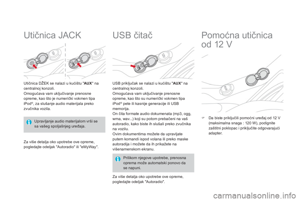 CITROEN DS3 CABRIO 2014  Priručnik (in Serbian)    
 
 
 
 
 
Utičnica JACK 
Utičnica D