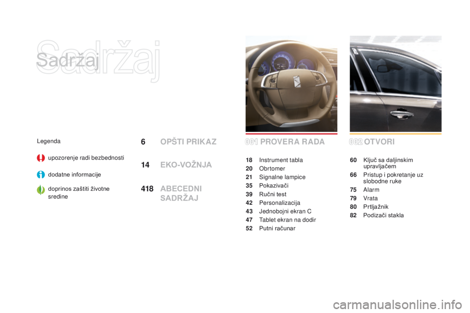 CITROEN DS4 2015 Priručnik (in Serbian) DS4_sr_Chap00a_sommaire_ed02-2015
OT VORI
60 Ključ sa daljinskim upravljačem
66
P
ristup i pokretanje uz
slobodne ruke
75
Alarm
79
Vrata
80
P
rtljažnik
82
P
odizači stakla
PROVER A R CITROEN DS4 2015 Priručnik (in Serbian) DS4_sr_Chap00a_sommaire_ed02-2015
OT VORI
60 Ključ sa daljinskim upravljačem
66
P
ristup i pokretanje uz
slobodne ruke
75
Alarm
79
Vrata
80
P
rtljažnik
82
P
odizači stakla
PROVER A R