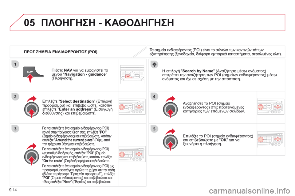 CITROEN BERLINGO MULTISPACE 2014 ΟΔΗΓΌΣ ΧΡΉΣΗΣ (in Greek) 9.14
05
ΠΡΟΣ ΣΗΜΕΙΑ ΕΝΔΙΑΦΕΡΟΝΤΟΣ (POI)
ΠΛΟΗΓΗΣΗ - ΚΑΘΟΔΗΓΗΣΗ
Τα σημεία ενδιαφέροντος (POI) είναι το σύνολο των κ CITROEN BERLINGO MULTISPACE 2014 ΟΔΗΓΌΣ ΧΡΉΣΗΣ (in Greek) 9.14
05
ΠΡΟΣ ΣΗΜΕΙΑ ΕΝΔΙΑΦΕΡΟΝΤΟΣ (POI)
ΠΛΟΗΓΗΣΗ - ΚΑΘΟΔΗΓΗΣΗ
Τα σημεία ενδιαφέροντος (POI) είναι το σύνολο των κ