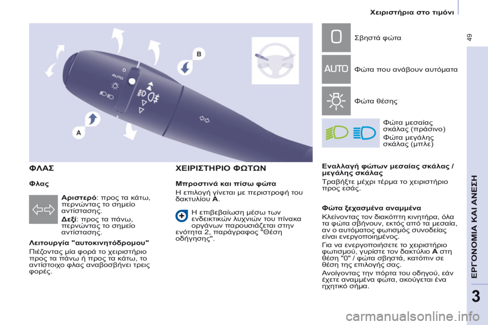 CITROEN BERLINGO MULTISPACE 2014 ΟΔΗΓΌΣ ΧΡΉΣΗΣ (in Greek) 49
Χειριστήρια στο τιμόνι
ΕΡΓΟΝΟΜΙΑ
ΚΑΙ
ΑΝΕΣΗ
3
Φ Λ Α Σ
Λειτουργία "αυτοκινητόδρομου"
Πιέζοντας CITROEN BERLINGO MULTISPACE 2014 ΟΔΗΓΌΣ ΧΡΉΣΗΣ (in Greek) 49
Χειριστήρια στο τιμόνι
ΕΡΓΟΝΟΜΙΑ
ΚΑΙ
ΑΝΕΣΗ
3
Φ Λ Α Σ
Λειτουργία "αυτοκινητόδρομου"
Πιέζοντας