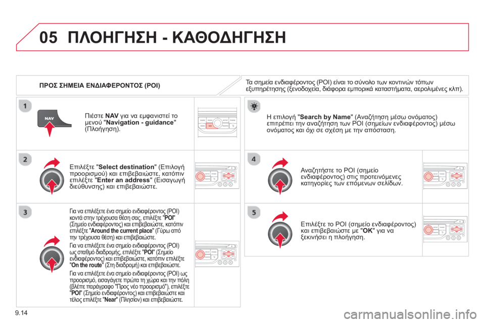 CITROEN BERLINGO MULTISPACE 2013 ΟΔΗΓΌΣ ΧΡΉΣΗΣ (in Greek) 9.14
05
ΠΡΟΣ ΣΗΜΕΙΑ ΕΝΔΙΑΦΕΡΟΝΤΟΣ (POI)
ΠΛΟΗΓΗΣΗ - ΚΑΘΟΔΗΓΗΣΗ
Τα σημεία ενδιαφέροντος (POI) είναι το σύνολο των κ CITROEN BERLINGO MULTISPACE 2013 ΟΔΗΓΌΣ ΧΡΉΣΗΣ (in Greek) 9.14
05
ΠΡΟΣ ΣΗΜΕΙΑ ΕΝΔΙΑΦΕΡΟΝΤΟΣ (POI)
ΠΛΟΗΓΗΣΗ - ΚΑΘΟΔΗΓΗΣΗ
Τα σημεία ενδιαφέροντος (POI) είναι το σύνολο των κ