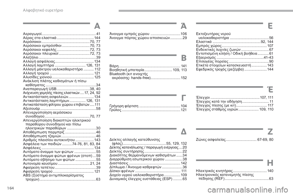CITROEN C-ZERO 2017 ΟΔΗΓΌΣ ΧΡΉΣΗΣ (in Greek) 164
Αεραγωγοί .....................................................41
Αέρας στα ελαστικά .................................... 14
4
Αερόσακοι
....................... CITROEN C-ZERO 2017 ΟΔΗΓΌΣ ΧΡΉΣΗΣ (in Greek) 164
Αεραγωγοί .....................................................41
Αέρας στα ελαστικά .................................... 14
4
Αερόσακοι
.......................