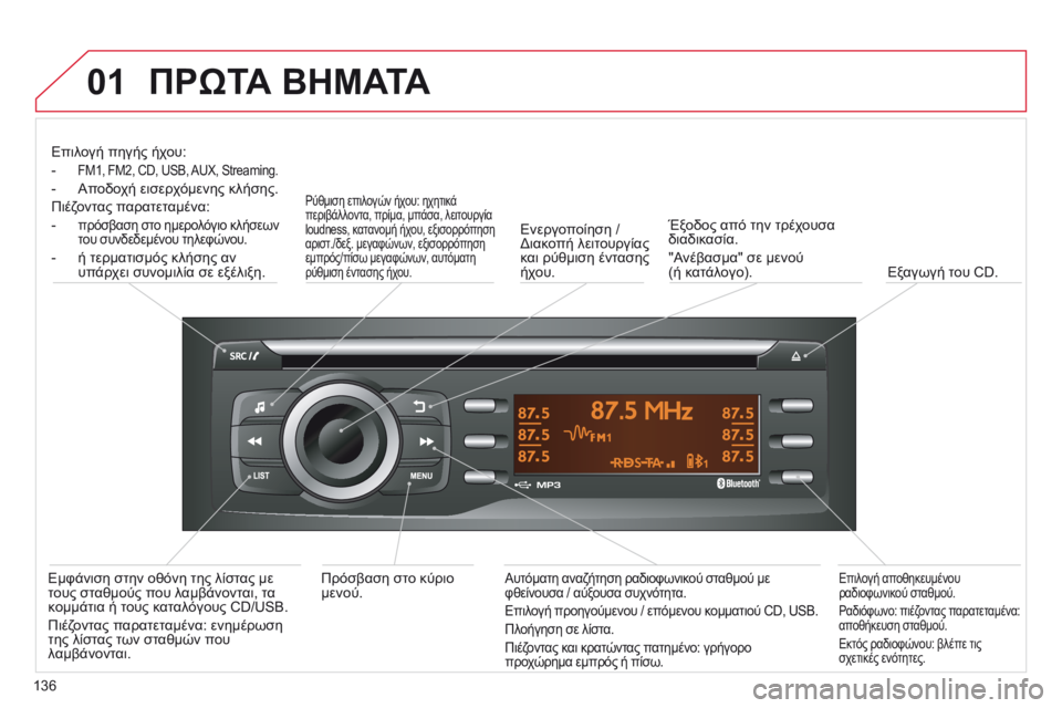 CITROEN C-ZERO 2016 ΟΔΗΓΌΣ ΧΡΉΣΗΣ (in Greek) 01
136
C-Zero_el_Chap11b_RDE2_ed01-2014
ΠΡώΤΑ ΒΗΜΑΤΑ
Επιλογή πηγής ήχου:
-
FM1, FM2, CD, USB, AUX, Streaming.
- Αποδοχή εισερχόμενης κλήσης.
Πιέ CITROEN C-ZERO 2016 ΟΔΗΓΌΣ ΧΡΉΣΗΣ (in Greek) 01
136
C-Zero_el_Chap11b_RDE2_ed01-2014
ΠΡώΤΑ ΒΗΜΑΤΑ
Επιλογή πηγής ήχου:
-
FM1, FM2, CD, USB, AUX, Streaming.
- Αποδοχή εισερχόμενης κλήσης.
Πιέ