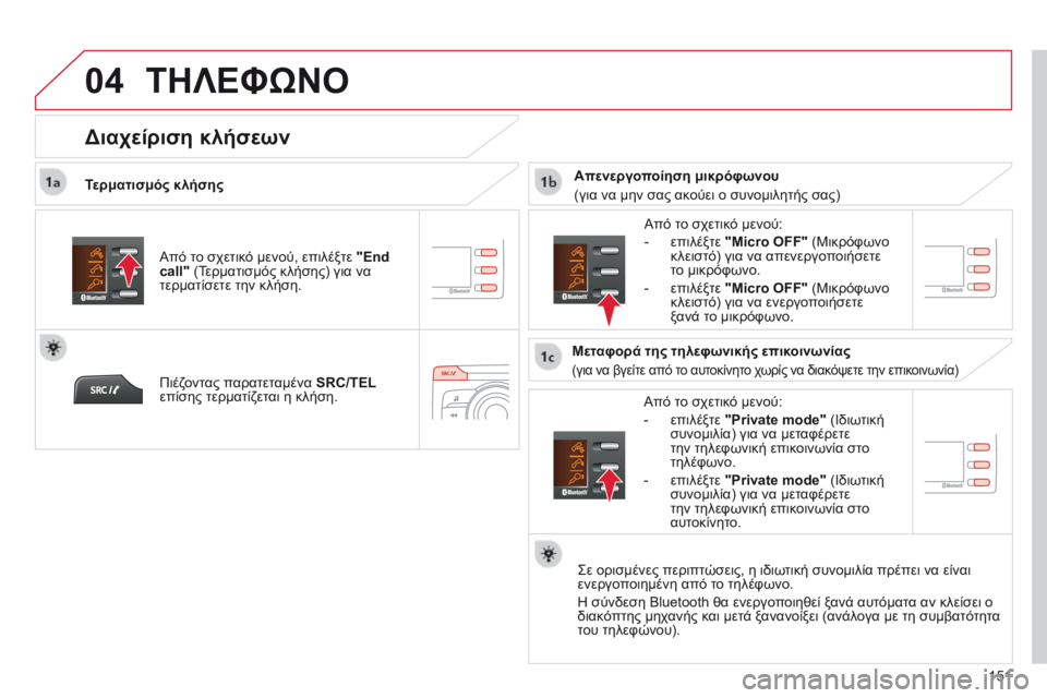 CITROEN C-ZERO 2016 ΟΔΗΓΌΣ ΧΡΉΣΗΣ (in Greek)
04
151
C-Zero_el_Chap11b_RDE2_ed01-2014
ΤΗΛΕΦώΝΟ
Τερματισμός κλήσηςΑπό το σχετικό μενού:
-
επιλέξτε "Private mode"
(Ιδιωτική
σ CITROEN C-ZERO 2016 ΟΔΗΓΌΣ ΧΡΉΣΗΣ (in Greek)
04
151
C-Zero_el_Chap11b_RDE2_ed01-2014
ΤΗΛΕΦώΝΟ
Τερματισμός κλήσηςΑπό το σχετικό μενού:
-
επιλέξτε "Private mode"
(Ιδιωτική
σ