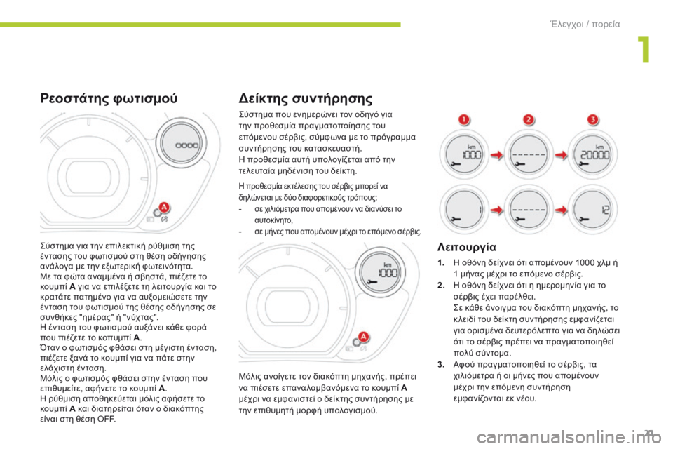 CITROEN C-ZERO 2016 ΟΔΗΓΌΣ ΧΡΉΣΗΣ (in Greek) 21
C-zero_el_Chap01_controle-de-marche_ed01-2014
Δείκτης συντήρησης
Μόλις ανοίγετε τον διακόπτη μηχανής, πρέπει
να πιέσετε επαναλ CITROEN C-ZERO 2016 ΟΔΗΓΌΣ ΧΡΉΣΗΣ (in Greek) 21
C-zero_el_Chap01_controle-de-marche_ed01-2014
Δείκτης συντήρησης
Μόλις ανοίγετε τον διακόπτη μηχανής, πρέπει
να πιέσετε επαναλ