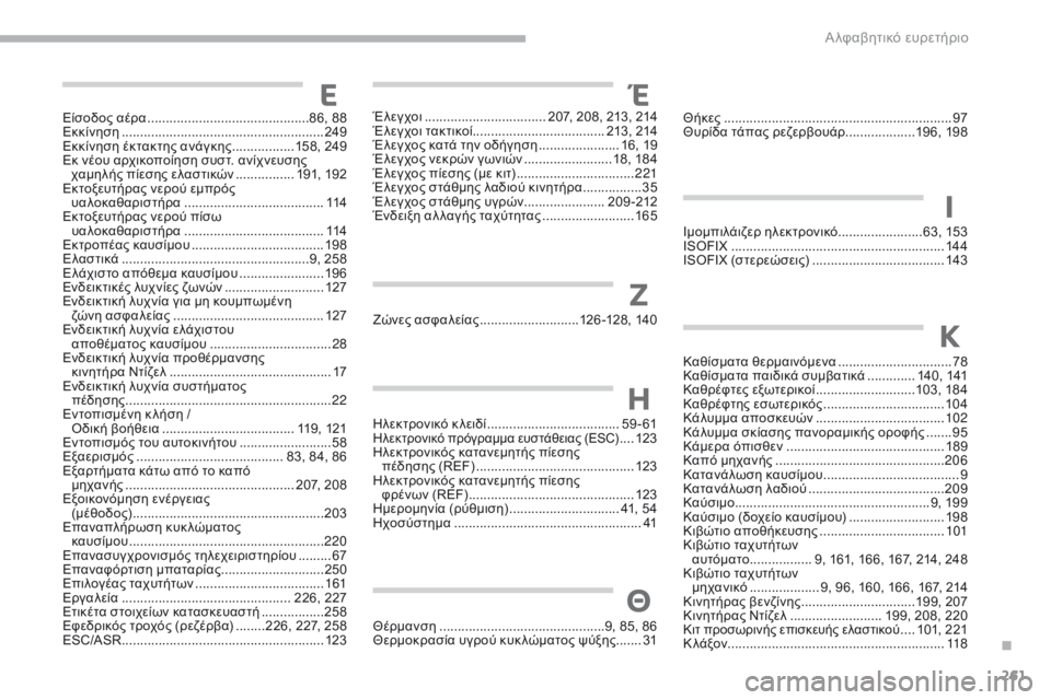 CITROEN C3 2017 ΟΔΗΓΌΣ ΧΡΉΣΗΣ (in Greek) 261
B618_el_Chap11_index-alpha_ed01-2016
Θήκες ..............................................................97
Θυρίδα τάπας ρεζερβουάρ ...................19
6, 198
Ιμομ CITROEN C3 2017 ΟΔΗΓΌΣ ΧΡΉΣΗΣ (in Greek) 261
B618_el_Chap11_index-alpha_ed01-2016
Θήκες ..............................................................97
Θυρίδα τάπας ρεζερβουάρ ...................19
6, 198
Ιμομ
