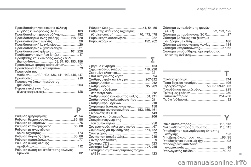 CITROEN C3 2017 ΟΔΗΓΌΣ ΧΡΉΣΗΣ (in Greek) 263
B618_el_Chap11_index-alpha_ed01-2016
ρύθμιση ημερομηνίας ............................... 4 1, 54ρύ
θμιση θερμοκρασίας ............................8 5, 88
ρύ
CITROEN C3 2017 ΟΔΗΓΌΣ ΧΡΉΣΗΣ (in Greek) 263
B618_el_Chap11_index-alpha_ed01-2016
ρύθμιση ημερομηνίας ............................... 4 1, 54ρύ
θμιση θερμοκρασίας ............................8 5, 88
ρύ