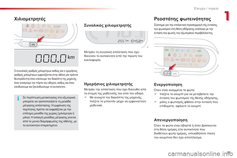 CITROEN C3 PICASSO 2015 ΟΔΗΓΌΣ ΧΡΉΣΗΣ (in Greek) 23
C3Picasso_el_Chap01_controle-de-marche_ed01-2014
ΧιλιομετρητέςΡεοστάτης φωτεινότητας
ό συνολικός αριθμός χιλιομέτρων καθώς και CITROEN C3 PICASSO 2015 ΟΔΗΓΌΣ ΧΡΉΣΗΣ (in Greek) 23
C3Picasso_el_Chap01_controle-de-marche_ed01-2014
ΧιλιομετρητέςΡεοστάτης φωτεινότητας
ό συνολικός αριθμός χιλιομέτρων καθώς και