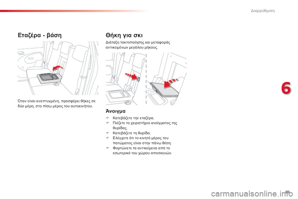 CITROEN C3 PICASSO 2015 ΟΔΗΓΌΣ ΧΡΉΣΗΣ (in Greek) 89
C3Picasso_el_Chap06_amenagement_ed01-2014
Άνοιγμα
F Κατεβάζετε την εταζέρα.
F Π ιέζετε το χειριστήριο ανοίγματος της
θυρίδας.
F
CITROEN C3 PICASSO 2015 ΟΔΗΓΌΣ ΧΡΉΣΗΣ (in Greek) 89
C3Picasso_el_Chap06_amenagement_ed01-2014
Άνοιγμα
F Κατεβάζετε την εταζέρα.
F Π ιέζετε το χειριστήριο ανοίγματος της
θυρίδας.
F