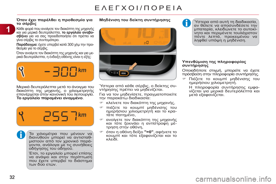 CITROEN C3 PICASSO 2012  ΟΔΗΓΌΣ ΧΡΉΣΗΣ (in Greek) 1
ΕΛΕΓΧΟΙ/üÿù
  Ύστερα από αυτή τη διαδικασία, 
αν θέλετε να αποσυνδέσετε την 
μπαταρία, κλειδώνετε το αυτο
