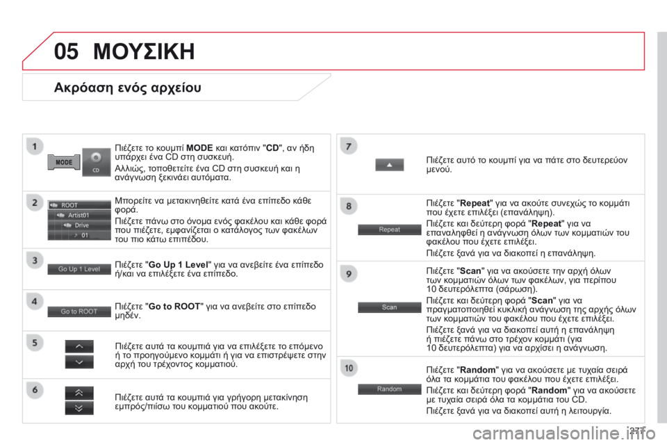 CITROEN C4 AIRCROSS 2016 ΟΔΗΓΌΣ ΧΡΉΣΗΣ (in Greek) 05
277
C4-Aircross_el_Chap10b_Mitsu6_ed01-2014
Πιέζετε το κουμπί MODE και κατόπιν "CD", αν ήδη
υπάρχει ένα CD στη συσκευή.
Αλλιώς, το CITROEN C4 AIRCROSS 2016 ΟΔΗΓΌΣ ΧΡΉΣΗΣ (in Greek) 05
277
C4-Aircross_el_Chap10b_Mitsu6_ed01-2014
Πιέζετε το κουμπί MODE και κατόπιν "CD", αν ήδη
υπάρχει ένα CD στη συσκευή.
Αλλιώς, το