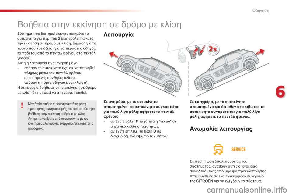 CITROEN C4 CACTUS 2018 ΟΔΗΓΌΣ ΧΡΉΣΗΣ (in Greek) 131
C4-cactus_el_Chap06_conduite_ed01-2016
Βοήθεια στην εκκίνηση σε δρόμο με κλίση
ςύστημα που διατηρεί ακινητοποιημένο το
αυτο CITROEN C4 CACTUS 2018 ΟΔΗΓΌΣ ΧΡΉΣΗΣ (in Greek) 131
C4-cactus_el_Chap06_conduite_ed01-2016
Βοήθεια στην εκκίνηση σε δρόμο με κλίση
ςύστημα που διατηρεί ακινητοποιημένο το
αυτο