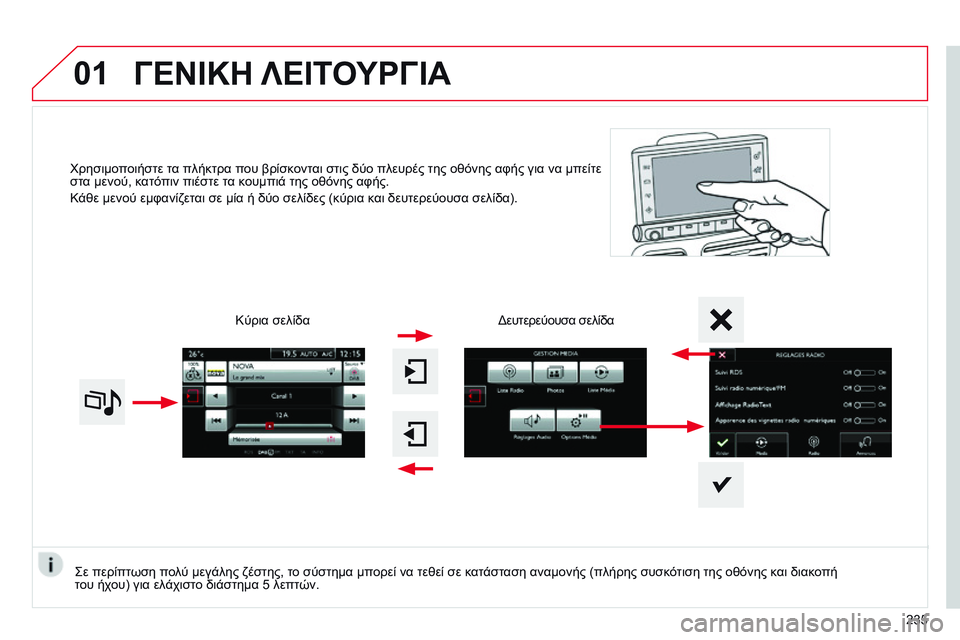CITROEN C4 CACTUS 2015 ΟΔΗΓΌΣ ΧΡΉΣΗΣ (in Greek) 01
χρησιμοποιήστε τα πλήκτρα που βρίσκονται στις δύο πλευρές της οθόνης αφής για να μπείτε
στ α μενού, κατόπιν CITROEN C4 CACTUS 2015 ΟΔΗΓΌΣ ΧΡΉΣΗΣ (in Greek) 01
χρησιμοποιήστε τα πλήκτρα που βρίσκονται στις δύο πλευρές της οθόνης αφής για να μπείτε
στ α μενού, κατόπιν