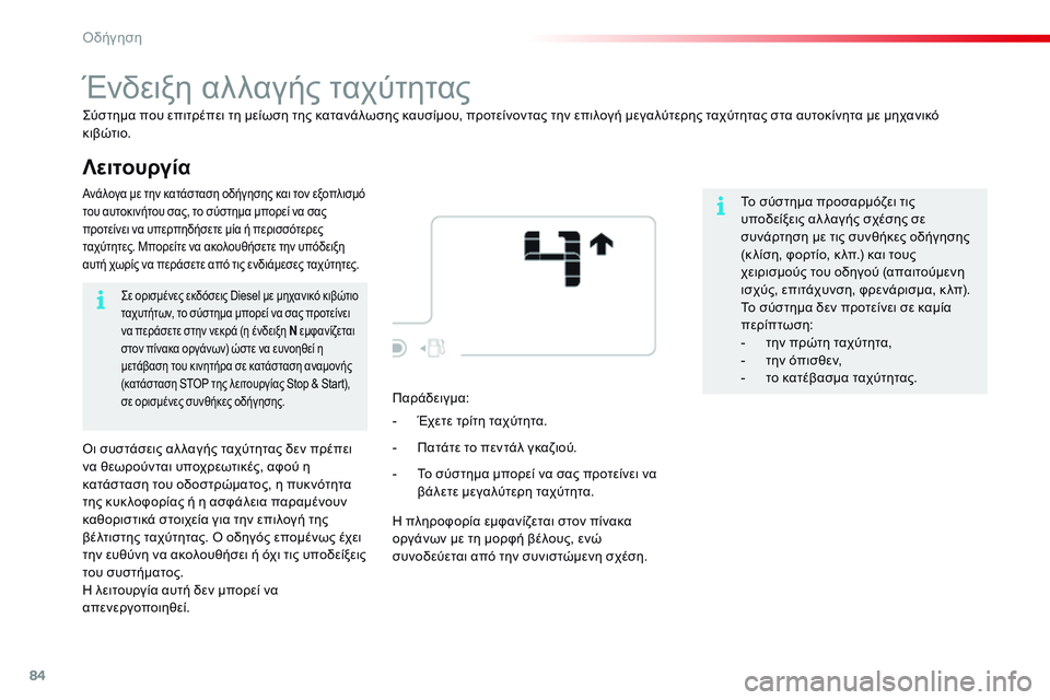 CITROEN C4 CACTUS 2015 ΟΔΗΓΌΣ ΧΡΉΣΗΣ (in Greek) 84
C4-cactus_el_Chap05_conduite_ed02-2014
Λειτουργία
Ένδειξη αλλαγής ταχύτητας
ςύστημα που επιτρέπει τη μείωση της κατανάλωσης CITROEN C4 CACTUS 2015 ΟΔΗΓΌΣ ΧΡΉΣΗΣ (in Greek) 84
C4-cactus_el_Chap05_conduite_ed02-2014
Λειτουργία
Ένδειξη αλλαγής ταχύτητας
ςύστημα που επιτρέπει τη μείωση της κατανάλωσης