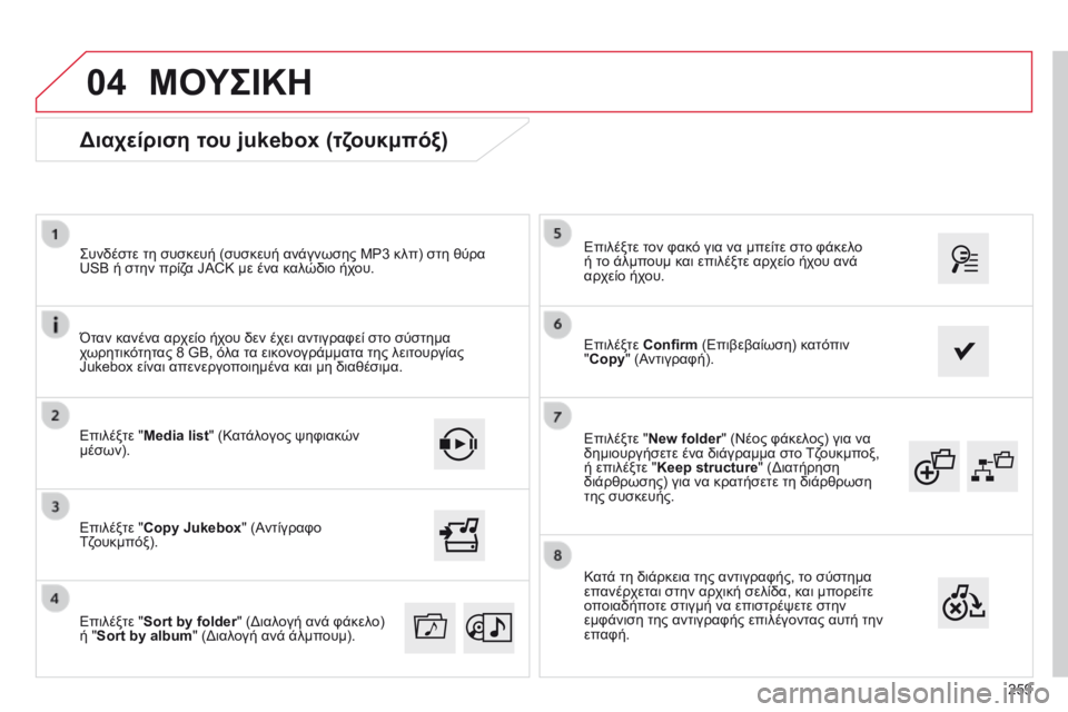 CITROEN C4 CACTUS 2014 ΟΔΗΓΌΣ ΧΡΉΣΗΣ (in Greek) 04
259
E3_el_Chap12b_SMEGplus_ed01-2014
Επιλέξτε "New folder" (Νέος φάκελος) για να
δημιουργήσετε ένα διάγραμμα στο Τζουκμποξ,
ή CITROEN C4 CACTUS 2014 ΟΔΗΓΌΣ ΧΡΉΣΗΣ (in Greek) 04
259
E3_el_Chap12b_SMEGplus_ed01-2014
Επιλέξτε "New folder" (Νέος φάκελος) για να
δημιουργήσετε ένα διάγραμμα στο Τζουκμποξ,
ή