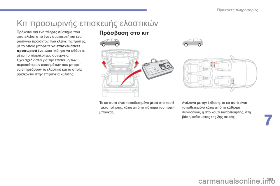 CITROEN C4 SPACETOURER 2015 ΟΔΗΓΌΣ ΧΡΉΣΗΣ (in Greek) 253
C4-Picasso-II_el_Chap07_info-pratiques_ed01-2014
Το κιτ αυτό είναι τοποθετημένο μέσα στο κουτί
τακτοποίησης, κάτω από το πάτωμα τ CITROEN C4 SPACETOURER 2015 ΟΔΗΓΌΣ ΧΡΉΣΗΣ (in Greek) 253
C4-Picasso-II_el_Chap07_info-pratiques_ed01-2014
Το κιτ αυτό είναι τοποθετημένο μέσα στο κουτί
τακτοποίησης, κάτω από το πάτωμα τ