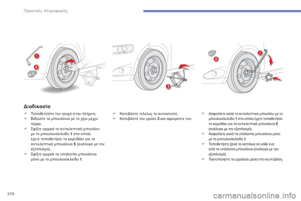 CITROEN C4 SPACETOURER 2015 ΟΔΗΓΌΣ ΧΡΉΣΗΣ (in Greek) 270
C4-Picasso-II_el_Chap07_info-pratiques_ed01-2014
F Κατεβάστε τελείως το αυτοκίνητο.
F Κ ατεβάστε τον γρύλο 3 και αφαιρέστε τον. F
Ασ CITROEN C4 SPACETOURER 2015 ΟΔΗΓΌΣ ΧΡΉΣΗΣ (in Greek) 270
C4-Picasso-II_el_Chap07_info-pratiques_ed01-2014
F Κατεβάστε τελείως το αυτοκίνητο.
F Κ ατεβάστε τον γρύλο 3 και αφαιρέστε τον. F
Ασ
