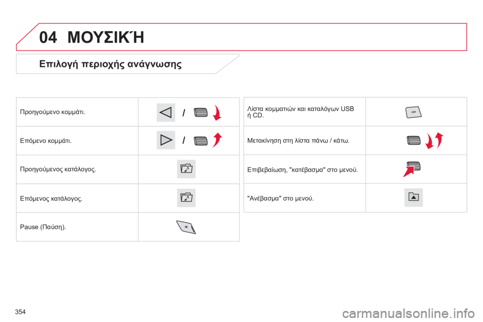 CITROEN C4 SPACETOURER 2014  ΟΔΗΓΌΣ ΧΡΉΣΗΣ (in Greek) 04
/
/
354
   
Επιλογή περιοχής ανάγνωσης 
Προηγούμενο κομμάτι. 
Επόμενο κομμάτι.
Προηγούμενο
ς κατάλογος.
Επόμενο
