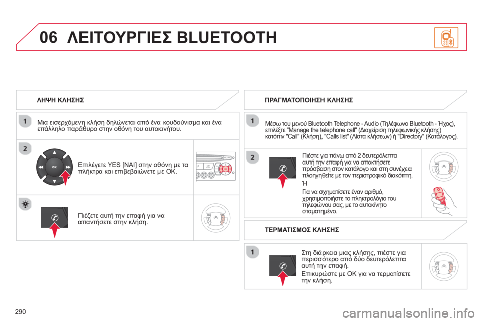 CITROEN C5 2014  ΟΔΗΓΌΣ ΧΡΉΣΗΣ (in Greek) 290
06
   
ΛΗΨΗ ΚΛΗΣΗΣ 
 
   
Μια εισε
ρχόμενη κλήση δηλώνεται από ένα κουδούνισμα και ένα επάλληλο παράθυρο στην οθ