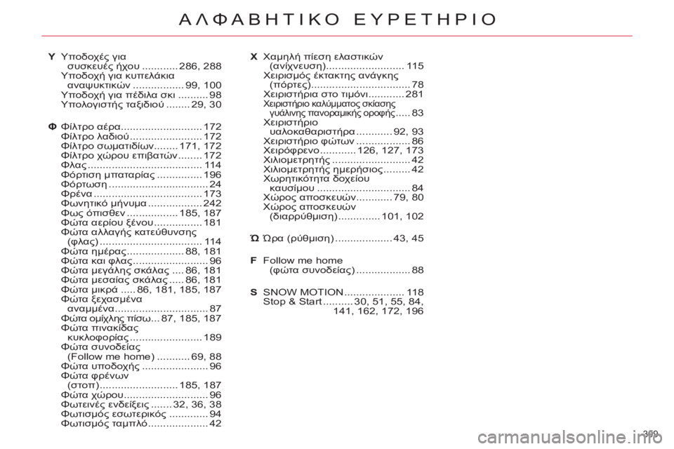 CITROEN C5 2014 ΟΔΗΓΌΣ ΧΡΉΣΗΣ (in Greek) 309
ΑΛΦΑΒΗΤΙΚΟ ΕΥΡΕΤΗΡΙΟ
Υ Υποδοχές για
συσκευές ήχου ............ 286, 288
Υποδοχή για κυπελάκια
αναψυκτικών ............ CITROEN C5 2014 ΟΔΗΓΌΣ ΧΡΉΣΗΣ (in Greek) 309
ΑΛΦΑΒΗΤΙΚΟ ΕΥΡΕΤΗΡΙΟ
Υ Υποδοχές για
συσκευές ήχου ............ 286, 288
Υποδοχή για κυπελάκια
αναψυκτικών ............