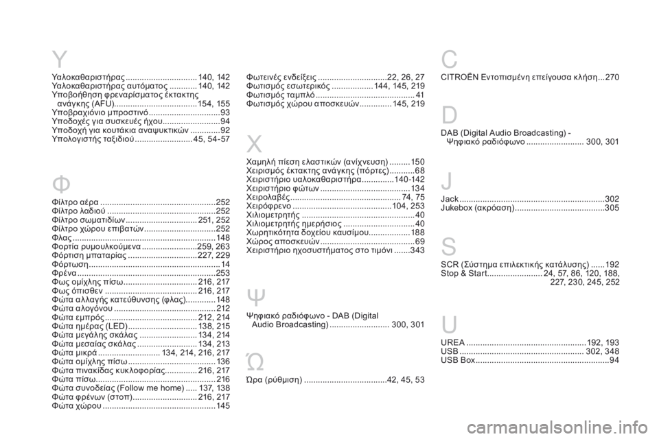 CITROEN DS3 2017 ΟΔΗΓΌΣ ΧΡΉΣΗΣ (in Greek) DS3_el_Chap12_index-recherche_ed02-2015
Χαμηλή πίεση ελαστικών (ανίχνευση) .........150
Χ ειρισμός έκτακτης ανάγκης (πόρτες) ........... 68
CITROEN DS3 2017 ΟΔΗΓΌΣ ΧΡΉΣΗΣ (in Greek) DS3_el_Chap12_index-recherche_ed02-2015
Χαμηλή πίεση ελαστικών (ανίχνευση) .........150
Χ ειρισμός έκτακτης ανάγκης (πόρτες) ........... 68