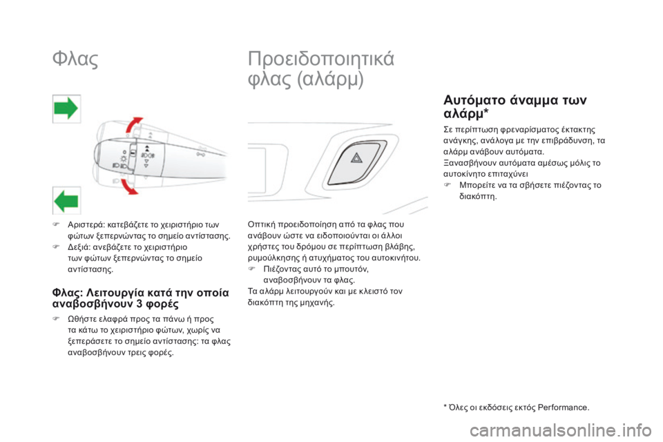 CITROEN DS3 2017 ΟΔΗΓΌΣ ΧΡΉΣΗΣ (in Greek) DS3-post-it_el_Chap06_securite_ed02-2015
Φλας
Αριστερά: κατεβάζετε το χειριστήριο των φώτων ξεπερνώντας το σημείο αν CITROEN DS3 2017 ΟΔΗΓΌΣ ΧΡΉΣΗΣ (in Greek) DS3-post-it_el_Chap06_securite_ed02-2015
Φλας
Αριστερά: κατεβάζετε το χειριστήριο των φώτων ξεπερνώντας το σημείο αν