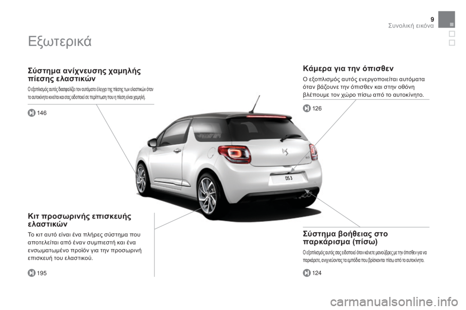 CITROEN DS3 2016 ΟΔΗΓΌΣ ΧΡΉΣΗΣ (in Greek) 9
DS3_el_Chap00b_vue-ensemble_ed01-2015
Σύστημα ανίχνευσης χαμηλής
πίεσης ελαστικών
Ό εξοπλισμός αυτός διασφαλίζει τον αυτόμ CITROEN DS3 2016 ΟΔΗΓΌΣ ΧΡΉΣΗΣ (in Greek) 9
DS3_el_Chap00b_vue-ensemble_ed01-2015
Σύστημα ανίχνευσης χαμηλής
πίεσης ελαστικών
Ό εξοπλισμός αυτός διασφαλίζει τον αυτόμ
