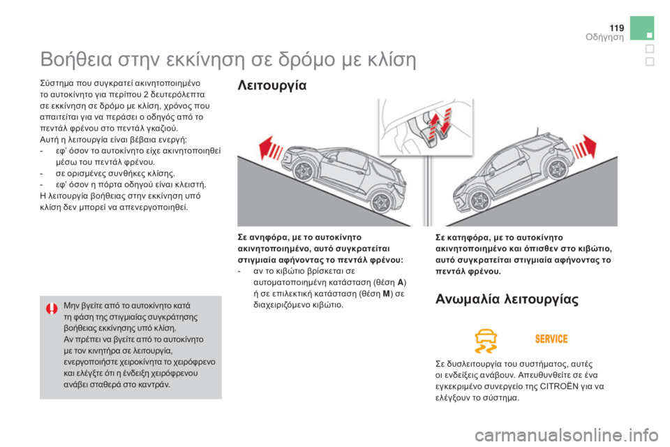 CITROEN DS3 2016 ΟΔΗΓΌΣ ΧΡΉΣΗΣ (in Greek) 11 9
DS3_el_Chap04_conduite_ed01-2015
Βοήθεια στην εκκίνηση σε δρόμο με κλίση
Σύστημα που συγκρατεί ακινητοποιημένο
το αυτοκ CITROEN DS3 2016 ΟΔΗΓΌΣ ΧΡΉΣΗΣ (in Greek) 11 9
DS3_el_Chap04_conduite_ed01-2015
Βοήθεια στην εκκίνηση σε δρόμο με κλίση
Σύστημα που συγκρατεί ακινητοποιημένο
το αυτοκ