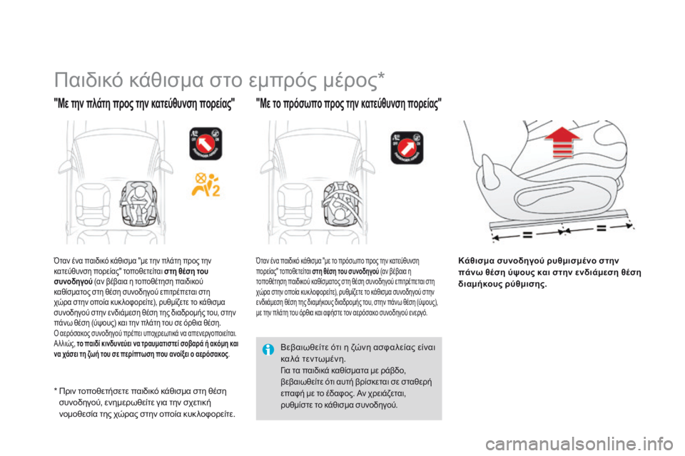 CITROEN DS3 2015 ΟΔΗΓΌΣ ΧΡΉΣΗΣ (in Greek) DS3_el_Chap09_securite-enfants_ed01-2014
Παιδικό κάθισμα στο εμπρός μέρος*
"Με την πλάτη προς την κατεύθυνση πορείας""Με τ CITROEN DS3 2015 ΟΔΗΓΌΣ ΧΡΉΣΗΣ (in Greek) DS3_el_Chap09_securite-enfants_ed01-2014
Παιδικό κάθισμα στο εμπρός μέρος*
"Με την πλάτη προς την κατεύθυνση πορείας""Με τ