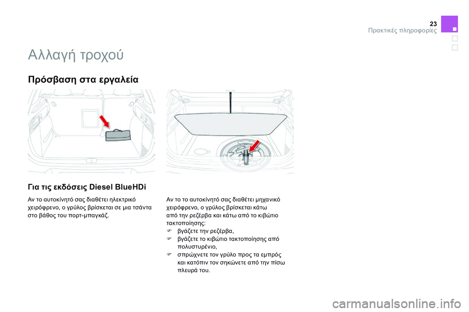 CITROEN DS4 2014 ΟΔΗΓΌΣ ΧΡΉΣΗΣ (in Greek) 23Πρακτικές πληροφορίες
Ds4-add_el_Chap11_info-pratiques_ed02-2013
Αλλαγή τροχού
Πρόσβαση στα εργαλεία
Για τις εκδόσ CITROEN DS4 2014 ΟΔΗΓΌΣ ΧΡΉΣΗΣ (in Greek) 23Πρακτικές πληροφορίες
Ds4-add_el_Chap11_info-pratiques_ed02-2013
Αλλαγή τροχού
Πρόσβαση στα εργαλεία
Για τις εκδόσ