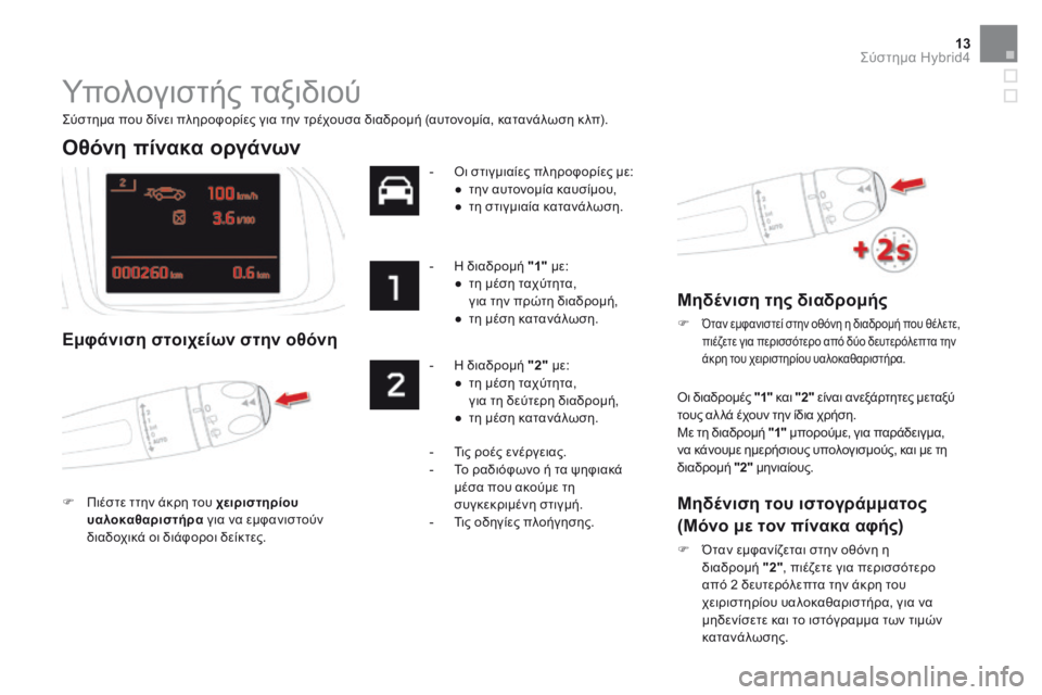 CITROEN DS5 HYBRID 2015 ΟΔΗΓΌΣ ΧΡΉΣΗΣ (in Greek) 13Σύστημα Hybrid4
DS5Hy4_el_Chap00c_hybride_ed01-2015
Υπολογιστής ταξιδιού
Σύστημα που δίνει πληροφορίες για την τρέχουσα διαδ CITROEN DS5 HYBRID 2015 ΟΔΗΓΌΣ ΧΡΉΣΗΣ (in Greek) 13Σύστημα Hybrid4
DS5Hy4_el_Chap00c_hybride_ed01-2015
Υπολογιστής ταξιδιού
Σύστημα που δίνει πληροφορίες για την τρέχουσα διαδ