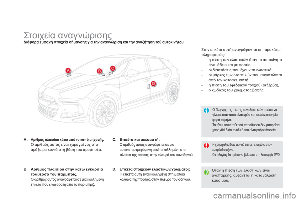 CITROEN DS5 HYBRID 2013 ΟΔΗΓΌΣ ΧΡΉΣΗΣ (in Greek)
Στ ο ι χε ί α αναγνώρισης
A.Αριθμός πλαισίου κάτω από το καπό μηχανής.Ο αριθμός αυτό CITROEN DS5 HYBRID 2013 ΟΔΗΓΌΣ ΧΡΉΣΗΣ (in Greek)
Στ ο ι χε ί α αναγνώρισης
A.Αριθμός πλαισίου κάτω από το καπό μηχανής.Ο αριθμός αυτό