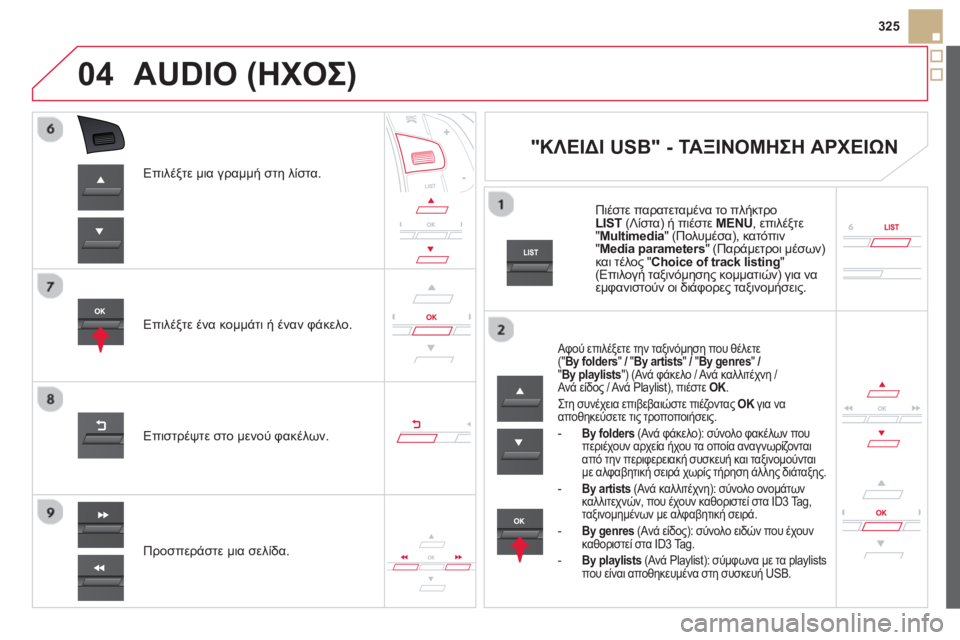 CITROEN DS5 HYBRID 2013 ΟΔΗΓΌΣ ΧΡΉΣΗΣ (in Greek) 04
325
Επιλέ
ξτε μια γραμμή στη λίστα.
Επιλέ
ξτε ένα κομμάτι ή έναν φάκελο.
Π
ροσπεράστε μια σελίδα. Επιστρ
έψτε CITROEN DS5 HYBRID 2013 ΟΔΗΓΌΣ ΧΡΉΣΗΣ (in Greek) 04
325
Επιλέ
ξτε μια γραμμή στη λίστα.
Επιλέ
ξτε ένα κομμάτι ή έναν φάκελο.
Π
ροσπεράστε μια σελίδα. Επιστρ
έψτε