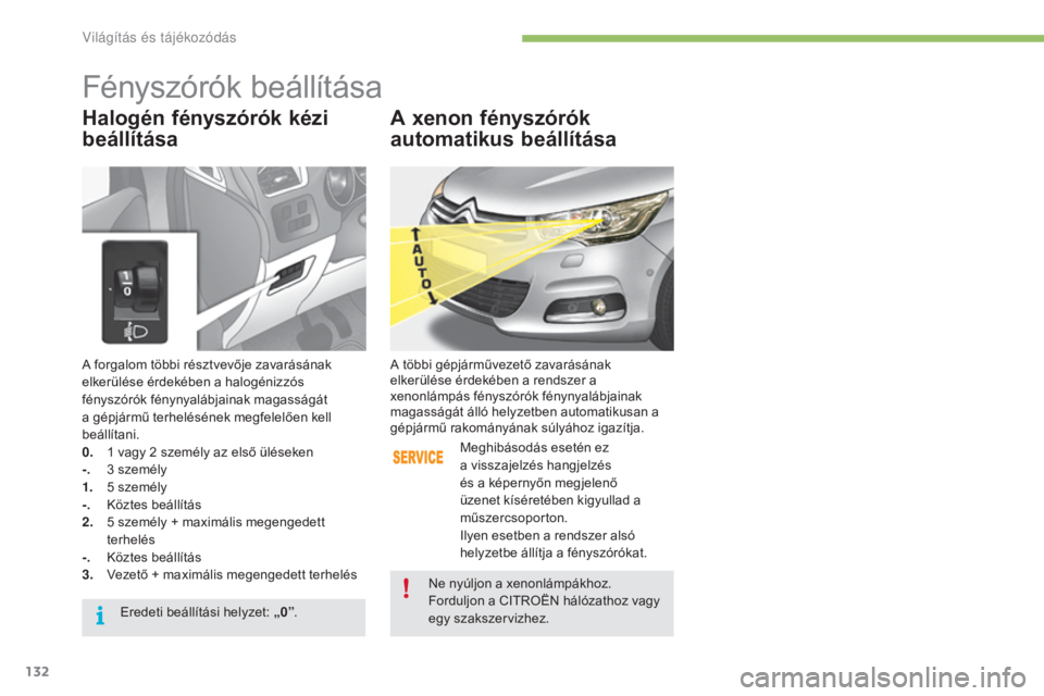 CITROEN C4 2017 Kezelési útmutató (in Hungarian) 132
C4-2_hu_Chap04_eclairage-et-visibilite_ed02-2015
A forgalom többi résztvevője zavarásának
elkerülése érdekében a halogénizzós
fényszórók fénynyalábjainak magasságát
a gépjár CITROEN C4 2017 Kezelési útmutató (in Hungarian) 132
C4-2_hu_Chap04_eclairage-et-visibilite_ed02-2015
A forgalom többi résztvevője zavarásának
elkerülése érdekében a halogénizzós
fényszórók fénynyalábjainak magasságát
a gépjár