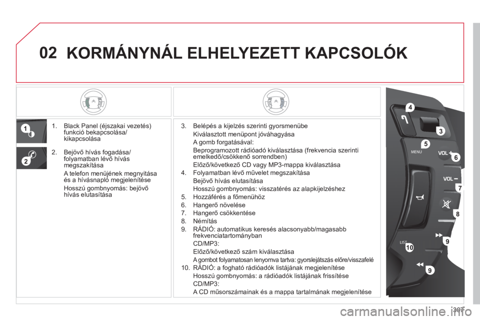 CITROEN C5 2012  Kezelési útmutató (in Hungarian) 307
02
LISTMENU
1
2
4
3
5
6
7
8
9
9
10
KORM