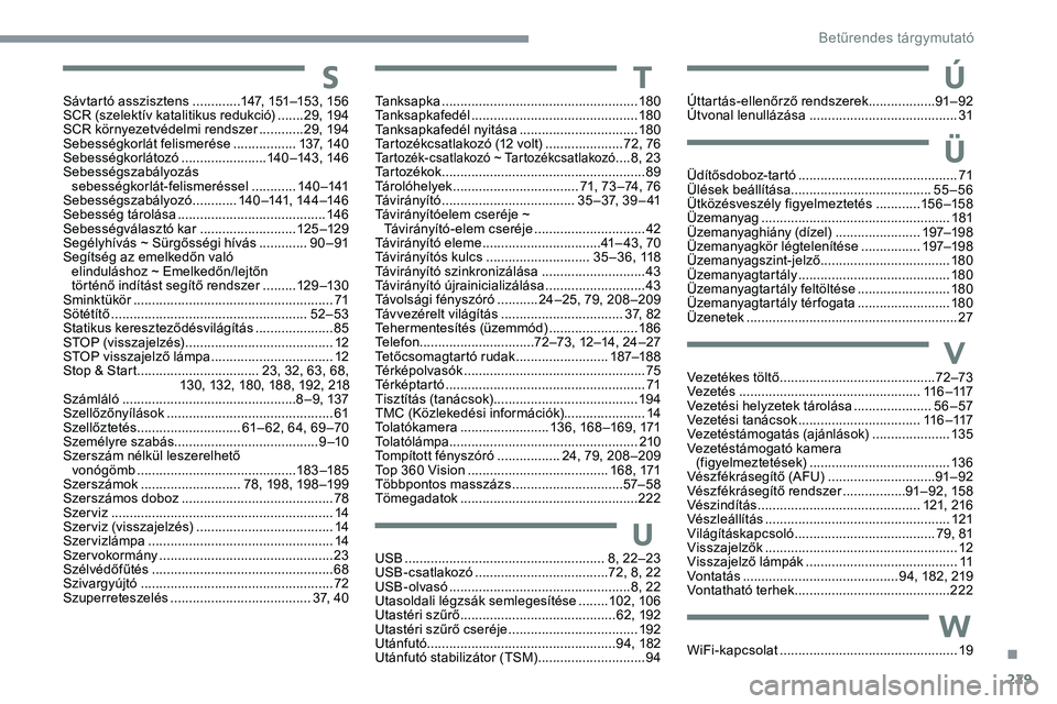 CITROEN C5 AIRCROSS 2020 Kezelési útmutató (in Hungarian) 229
USB ...................................................... 8, 22–23
USB-csatlakozó ....................................72, 8, 22
USB-olvasó
...............................
.................. CITROEN C5 AIRCROSS 2020 Kezelési útmutató (in Hungarian) 229
USB ...................................................... 8, 22–23
USB-csatlakozó ....................................72, 8, 22
USB-olvasó
...............................
..................