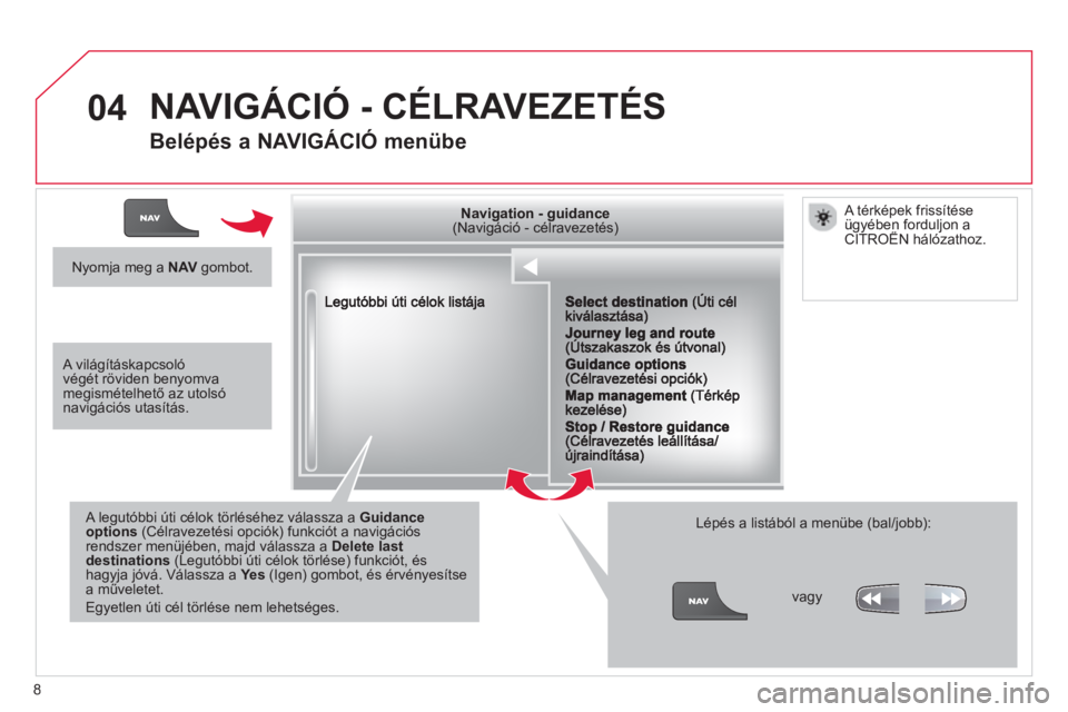 CITROEN DS3 2013  Kezelési útmutató (in Hungarian) 8
04
ggggggggggNavigation  guidanceNavigation guidanceNavigation guidanceNavigation guidanceNavigation guidanceNavigation - guidanceNavigation - guidanceNavigation - guidanceNavigation - guidanceNavig
