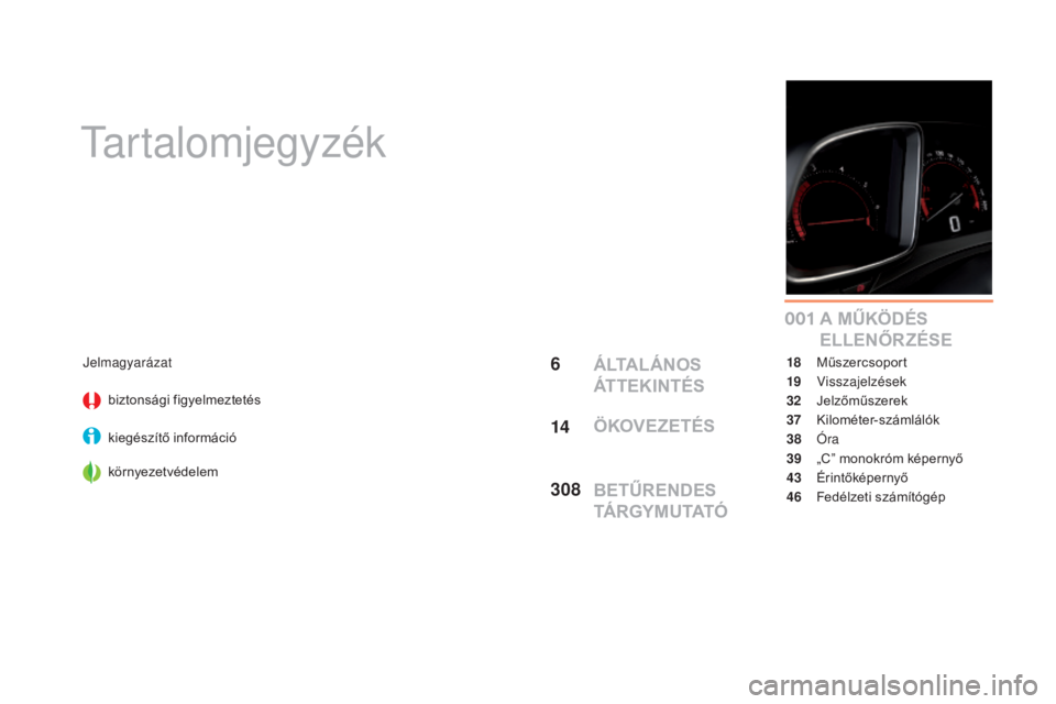 CITROEN DS5 2016 Kezelési útmutató (in Hungarian) 0 01
DS5_hu_Chap00a_sommaire_ed02-2015
Tartalomjegyzék
A MŰKÖDÉS
ELLENŐRZÉSE
Jelmagyarázatbiztonsági figyelmeztetés
kiegészítő információ
környezetvédelem 18 M
űszercsoport
19
Vis CITROEN DS5 2016 Kezelési útmutató (in Hungarian) 0 01
DS5_hu_Chap00a_sommaire_ed02-2015
Tartalomjegyzék
A MŰKÖDÉS
ELLENŐRZÉSE
Jelmagyarázatbiztonsági figyelmeztetés
kiegészítő információ
környezetvédelem 18 M
űszercsoport
19
Vis