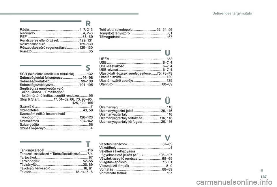 CITROEN JUMPER 2019 Kezelési útmutató (in Hungarian) 187
UREA ............................................................ 132
USB ........ ................................................... 6 –7, 4
USB-csatlakozó
...............................
. CITROEN JUMPER 2019 Kezelési útmutató (in Hungarian) 187
UREA ............................................................ 132
USB ........ ................................................... 6 –7, 4
USB-csatlakozó
...............................
.