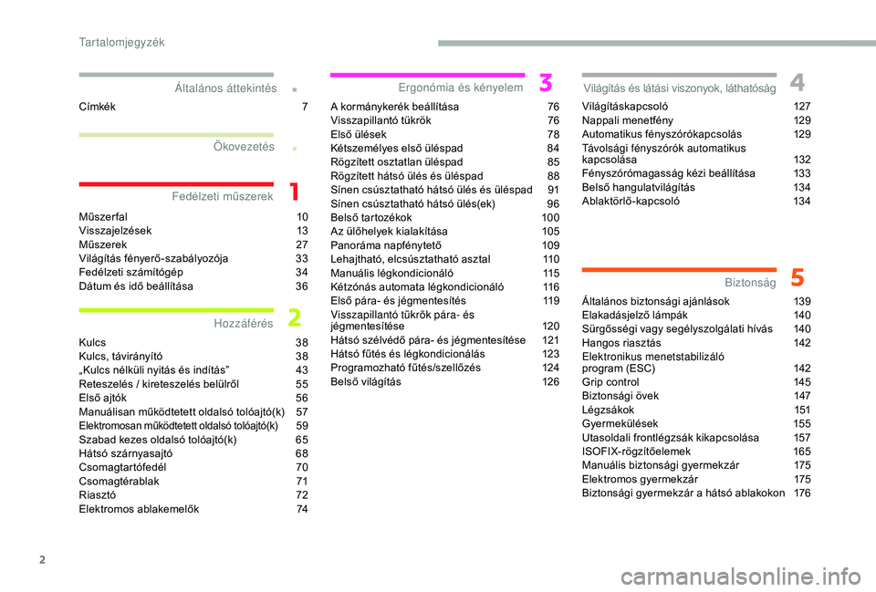 CITROEN JUMPER SPACETOURER 2018  Kezelési útmutató (in Hungarian) 2
.
.
Műszerfal 10
Visszajelzések 1 3
Műszerek
 2

7
Világítás fényerő-szabályozója
 
3
 3
Fedélzeti számítógép
 
3
 4
Dátum és idő beállítása
 
3
 6
Kulcs
 
3
 8
Kulcs, távirán