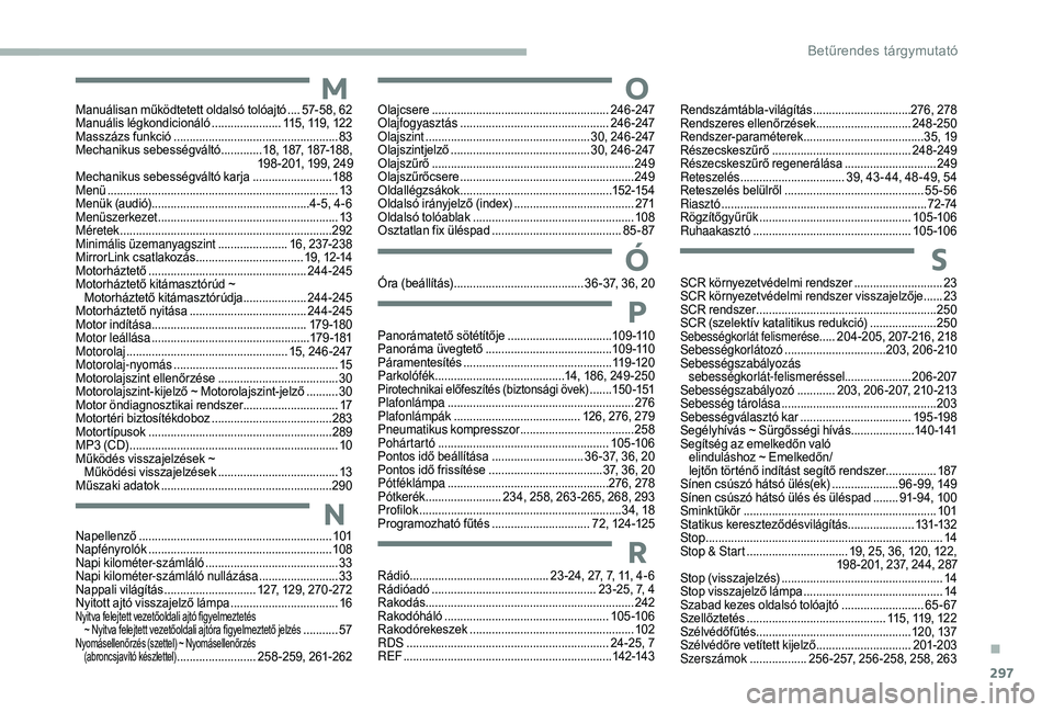CITROEN JUMPER SPACETOURER 2018 Kezelési útmutató (in Hungarian) 297
Manuálisan működtetett oldalsó tolóajtó .... 57-58, 62
Manuális légkondicionáló ...................... 1 15, 119, 122
Masszázs funkció
............................................... CITROEN JUMPER SPACETOURER 2018 Kezelési útmutató (in Hungarian) 297
Manuálisan működtetett oldalsó tolóajtó .... 57-58, 62
Manuális légkondicionáló ...................... 1 15, 119, 122
Masszázs funkció
...............................................