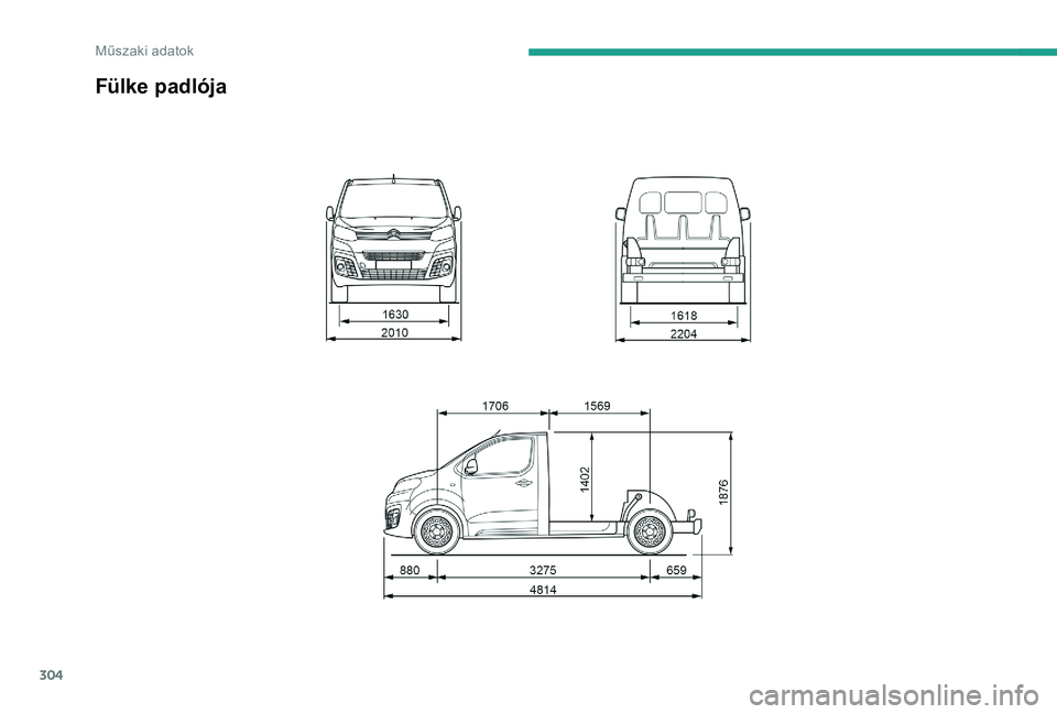CITROEN JUMPER DISPATCH 2018  Kezelési útmutató (in Hungarian) 304
Fülke padlója 
Műszaki adatok  