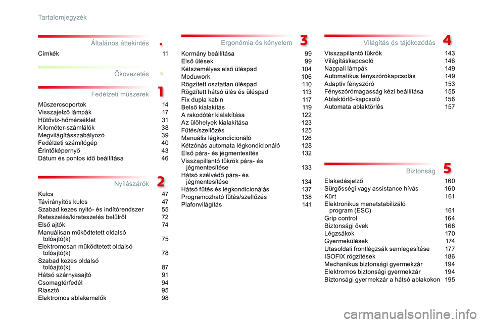 CITROEN JUMPER DISPATCH 2017  Kezelési útmutató (in Hungarian) .
.
Jumpy _hu_Chap00a_sommaire_ed01-2016
Általános áttekintés
Műszercsoportok 14
Visszajelző lámpák 1 7
Hűtővíz-hőmérséklet
 3

1
Kilométer-számlálók
 3

8
Megvilágításszabályoz�