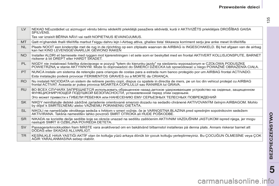 CITROEN BERLINGO MULTISPACE 2015 Instrukcja obsługi (in Polish) LVnEkaD nEuzstādiet uz aizmuguri vērstu bērnu sēdeklīti priekšējā pasažiera sēdvietā, kurā ir aktIVIZĒ ts priekšējais D ro ŠĪ bas ga I sa s
PILVE ns .
tas var izraisīt
b Ē rna
CITROEN BERLINGO MULTISPACE 2015 Instrukcja obsługi (in Polish) LVnEkaD nEuzstādiet uz aizmuguri vērstu bērnu sēdeklīti priekšējā pasažiera sēdvietā, kurā ir aktIVIZĒ ts priekšējais D ro ŠĪ bas ga I sa s
PILVE ns .
tas var izraisīt
b Ē rna