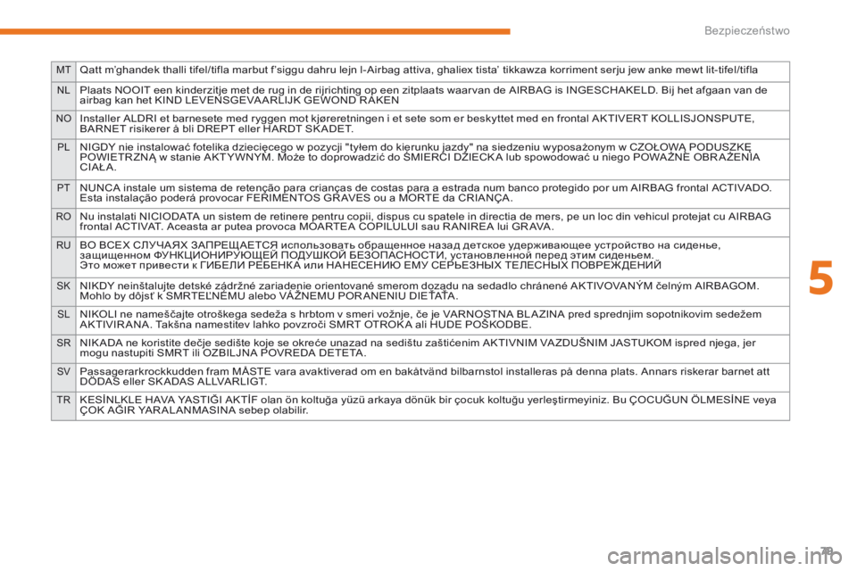 CITROEN C-ZERO 2017 Instrukcja obsługi (in Polish) MTQatt m’ghandek thalli tifel/tifla marbut f’siggu dahru lejn l-Airbag attiva, ghaliex tista’ tikkawza korriment serju jew anke mewt lit-tifel/tifla
NLPlaats NOOIT een kinderzitje met de rug in CITROEN C-ZERO 2017 Instrukcja obsługi (in Polish) MTQatt m’ghandek thalli tifel/tifla marbut f’siggu dahru lejn l-Airbag attiva, ghaliex tista’ tikkawza korriment serju jew anke mewt lit-tifel/tifla
NLPlaats NOOIT een kinderzitje met de rug in