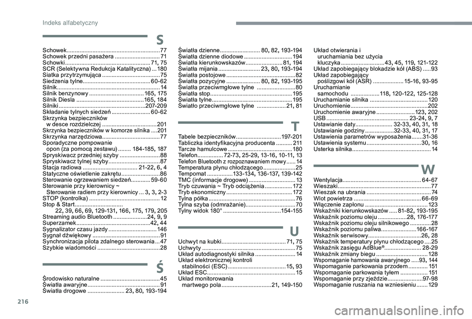 CITROEN C3 AIRCROSS 2019 Instrukcja obsługi (in Polish) 216
SSchowek ..........................................................77
S chowek przedni pasażera ............................71
S
chowki
...............................
......................71 CITROEN C3 AIRCROSS 2019 Instrukcja obsługi (in Polish) 216
SSchowek ..........................................................77
S chowek przedni pasażera ............................71
S
chowki
...............................
......................71